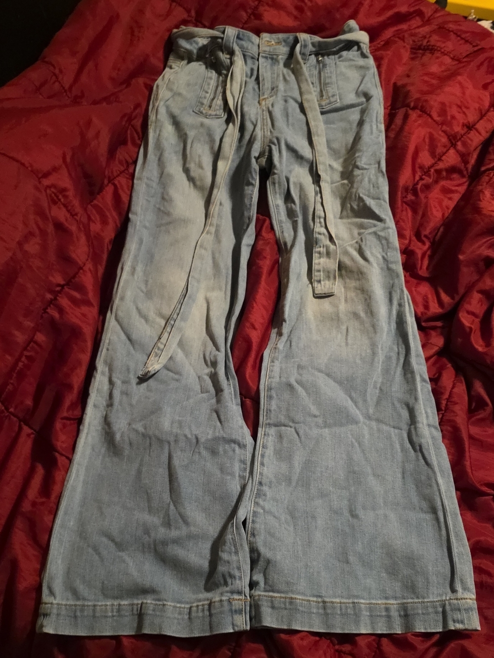Anthropologie Pilcro And The Letterpress Wide-Leg Denim Pants with Tie Waist